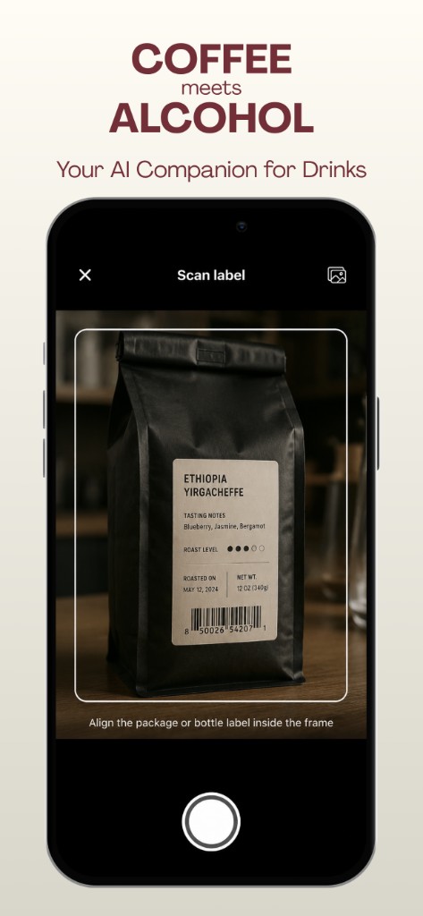 Scan a coffee bag or bottle label with AI
